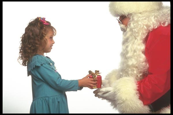 072018 Santa Giving Gift To Girl A4 Photo Print
