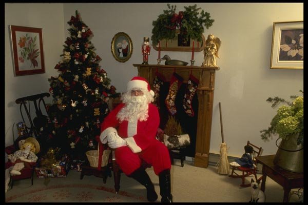 072049 Santa By The Tree A4 Photo Print