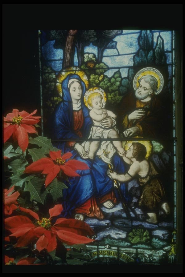 072060 Poinsettias And Stained Glass A4 Photo Print