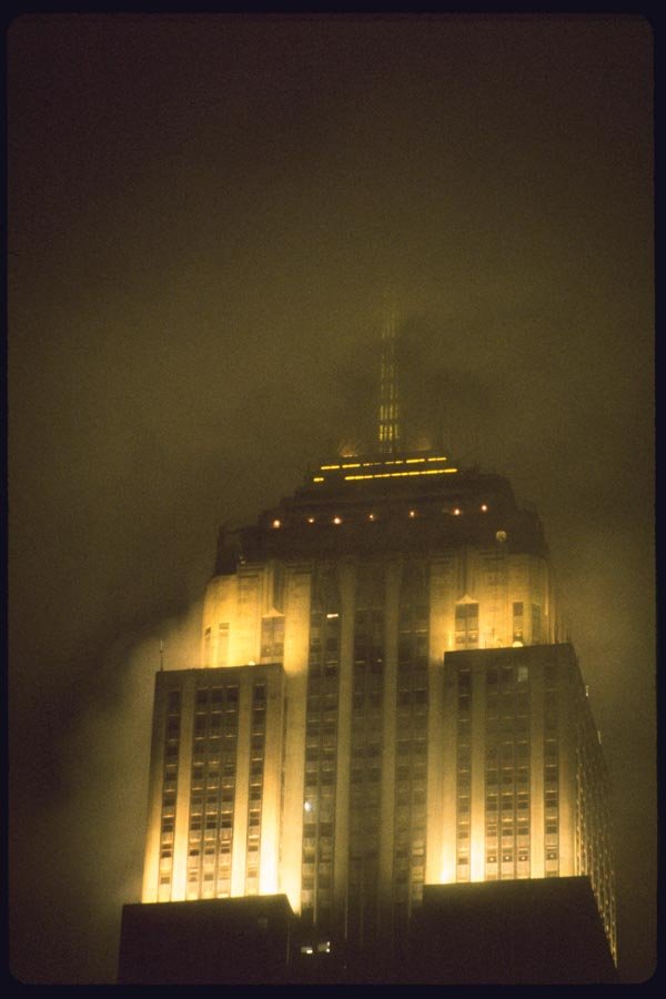 074000 Empire State Building In Clouds A4 Photo Print