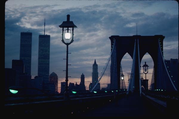 074004 Brooklyn Bridge At Sunset A4 Photo Print