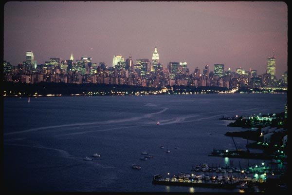 074029 View Of South Skyline And Hudson River A4 Photo Print