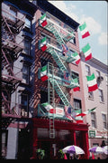 074060 Little Italy Apartment With Italian Flags A4 Photo Print