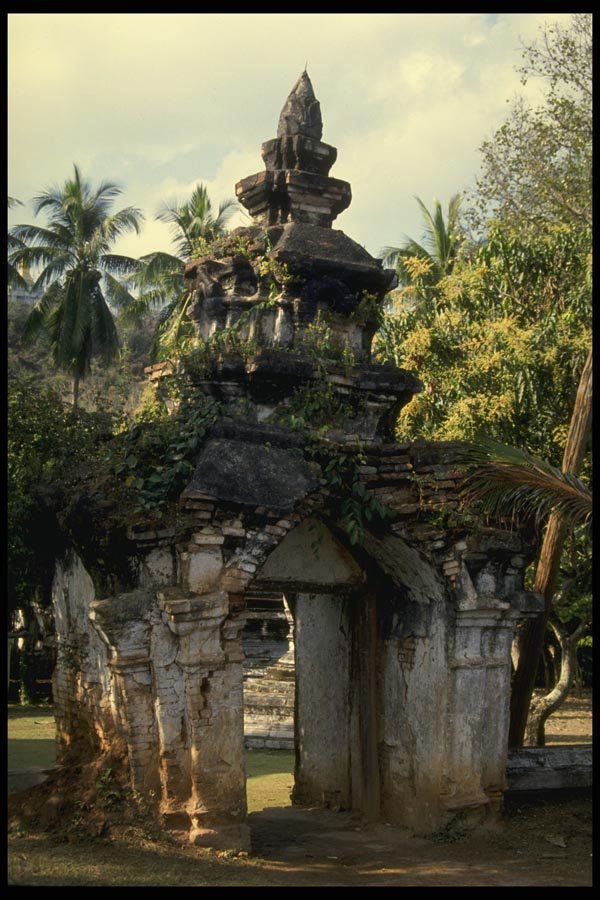 076020 Dilapidated Tower With Palm Trees A4 Photo Print
