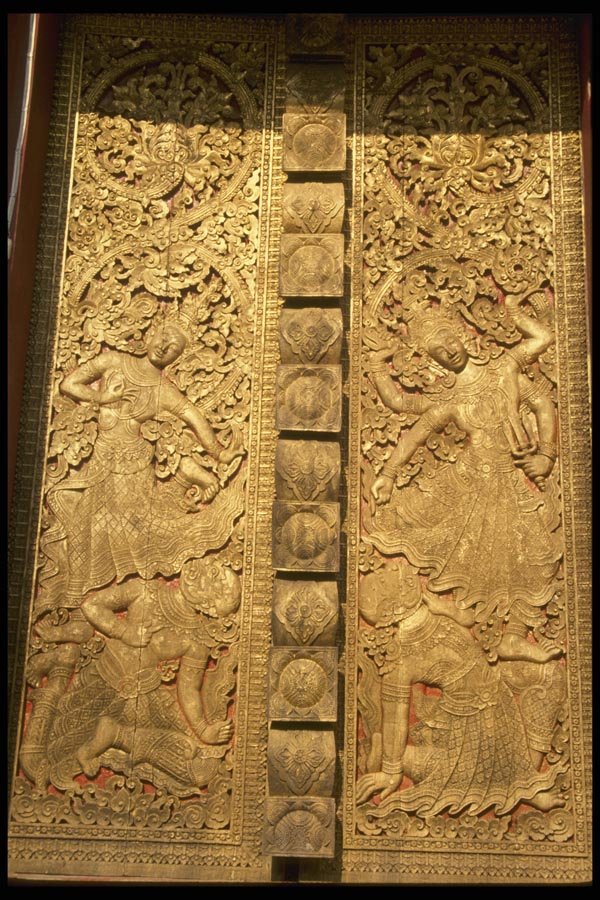 076041 Carved And Gilt Wooden Doors A4 Photo Print