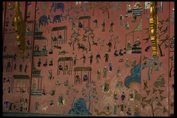 076060 Close up, Pink Mosaic, Temple Wall A4 Photo Print