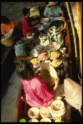 076069 Woman Selling Food From Boat A4 Photo Print