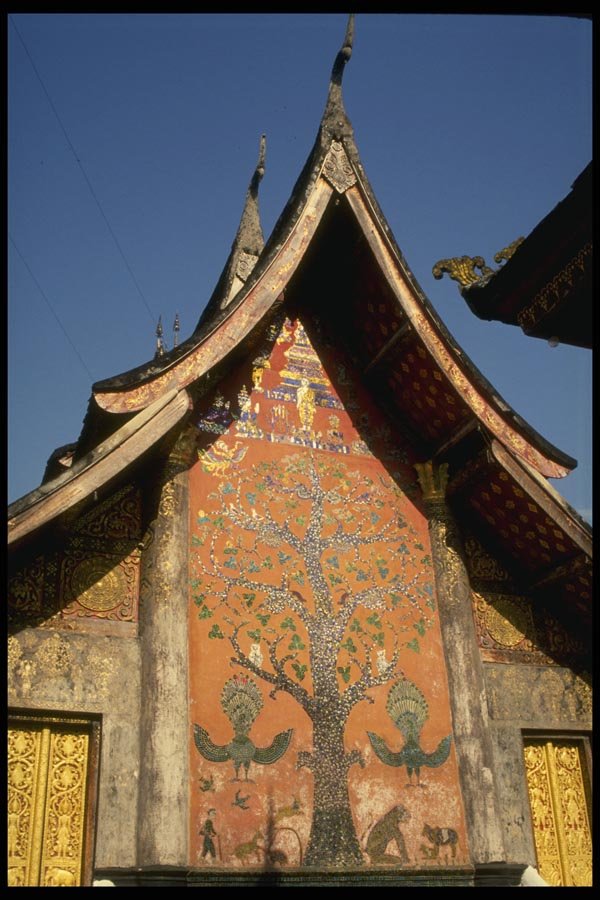 076071 Laotian Temple With Tree Mosaic A4 Photo Print