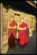 076075 Two Loatian Monks Baring Shoulders A4 Photo Print