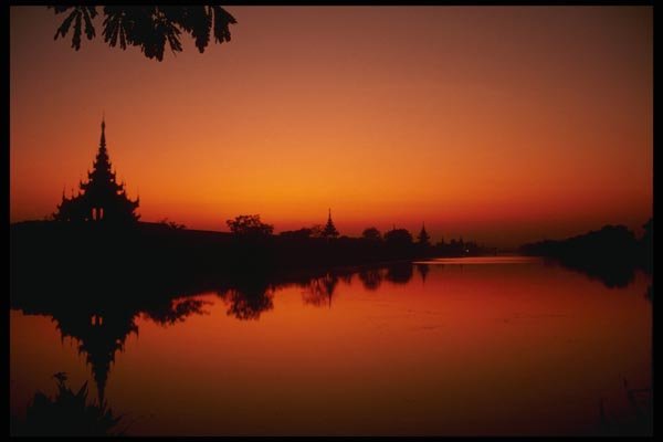 076086 Sunset Over Moat And Watchtower A4 Photo Print