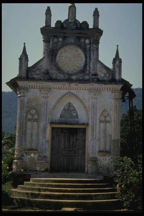 076095 Tilted Catholic Church In Vietnam A4 Photo Print