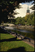 078080 The Aura River With The Cathedral, Turku A4 Photo Print