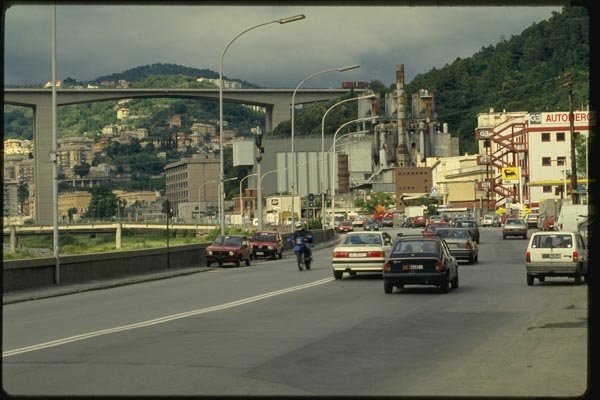 079006 Autostrada (highway) And The City, Genoa A4 Photo Print
