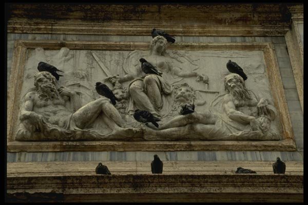 079052 Sculpture On The Clock Tower, Venice A4 Photo Print
