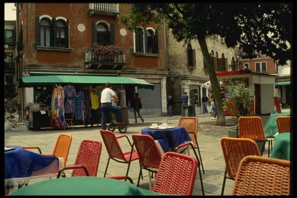 079057 Terrace And Shop, Venice A4 Photo Print