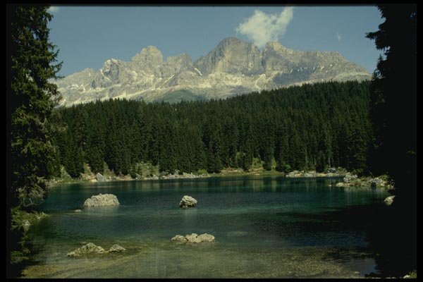 079097 Di Carezza Lake And Mountain, Dolomite, Murano A4 Photo Print