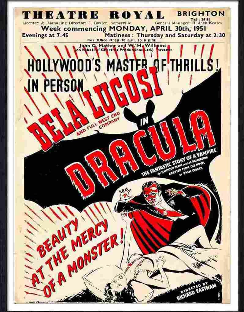 08 bela lugosi dracula at brighton theatre royal 1951 Advert A4 Photo Print