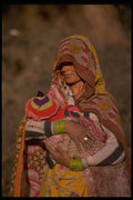 080028 Mother And Child Near Jaipur Village A4 Photo Print