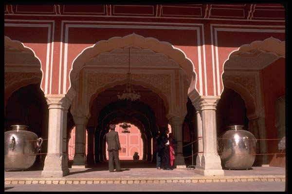 080088 Jaipur Inside Hawa Mahal Silver Urns A4 Photo Print