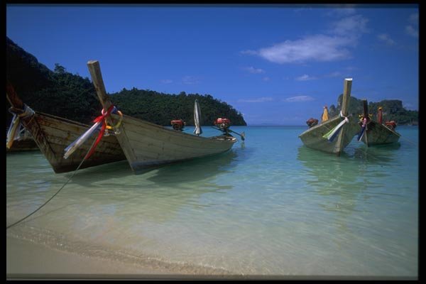 081026 Longtail Boats In Boda Island, Krabi Province A4 Photo Print
