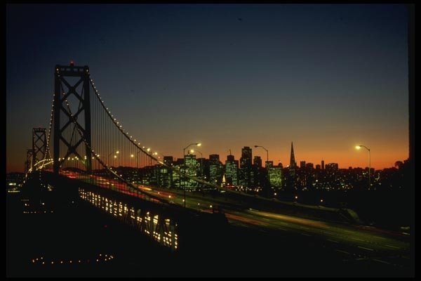 082000 Sunset, San Francisco And Bay Bridge A4 Photo Print