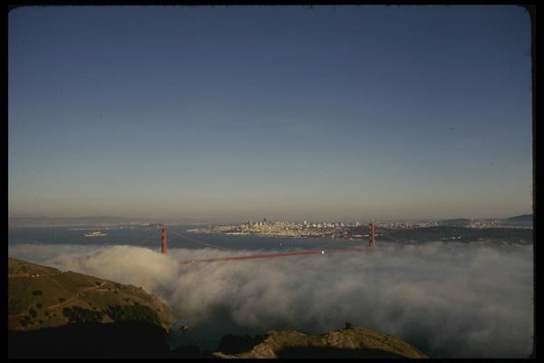 082005 Golden Gate Bridge In Mist From Marin Headlands A4 Photo Print