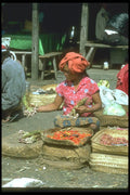 083098 Woman Selling Chillies At Market, Gianyar A4 Photo Print