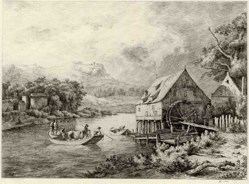 087 Moulin Sur Une Riviere 1774 Vintage A4 Photo Print