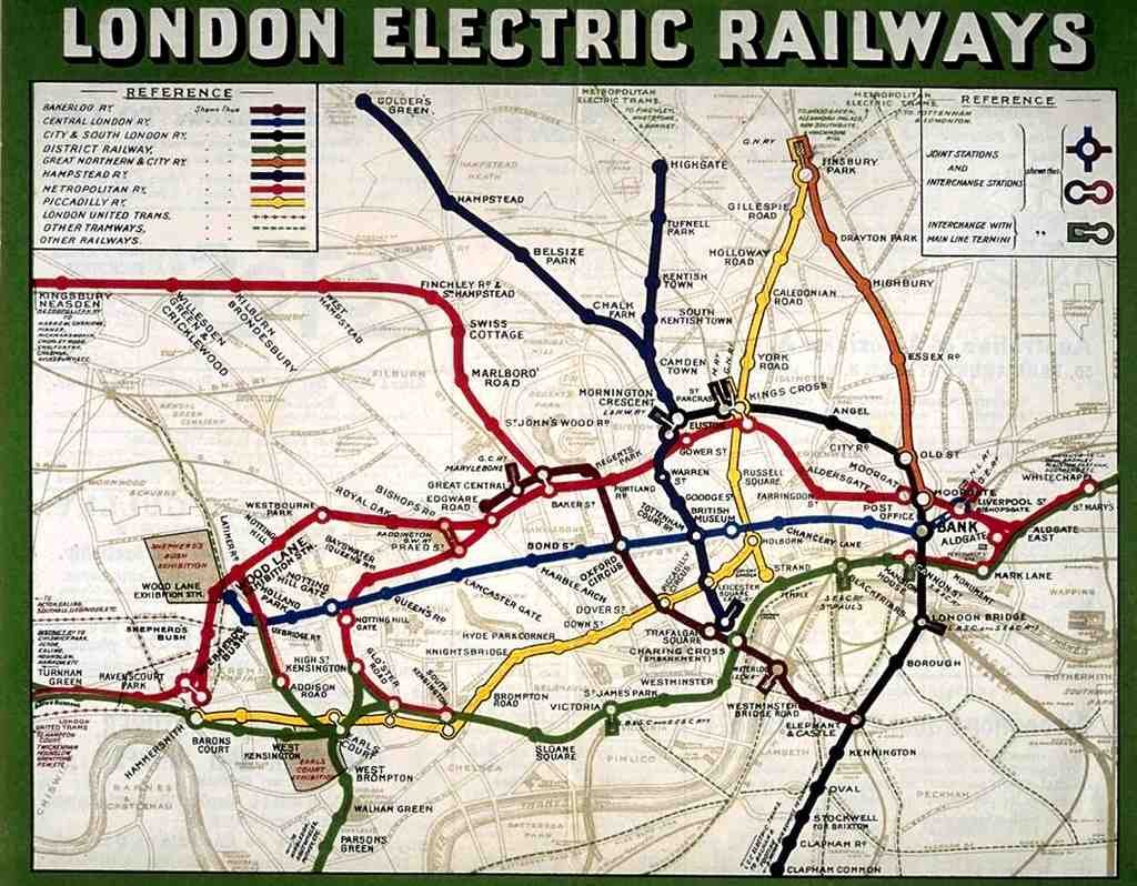 088 London Electric Railways Map Vintage A4 Photo Print