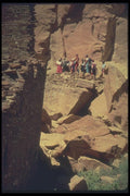 089090 Tour Group On Ledge A4 Photo Print
