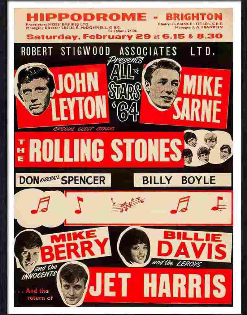 09 rolling stones at brighton hippodrome 1964 Advert A4 Photo Print