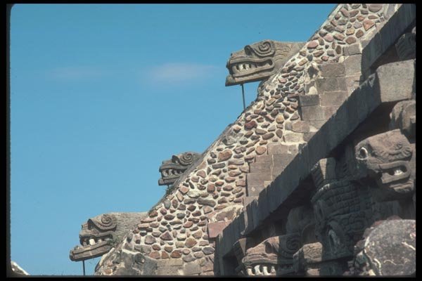 090007 Serpent Heads Teotihuacan, Olmec Ruins A4 Photo Print