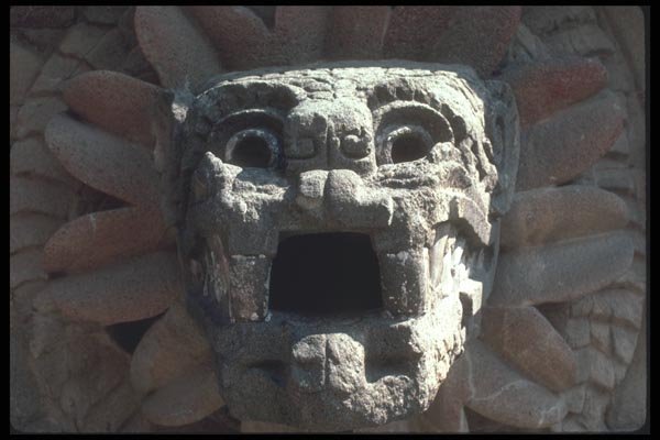 090009 Front View, Serpent Head Teotihuacan, Olmec Ruins A4 Photo Print