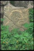 090060 Carved Stone Montealban, Zapotec Ruins A4 Photo Print