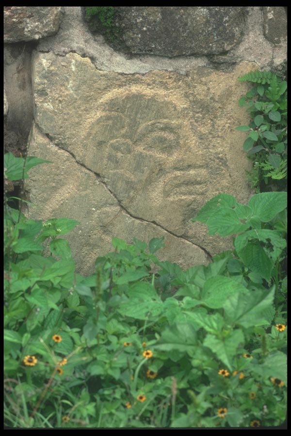 090060 Carved Stone Montealban, Zapotec Ruins A4 Photo Print