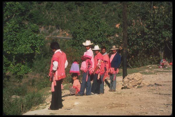 090089 Men Waiting For Bus Chamula, Tzotzil Village A4 Photo Print