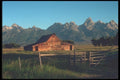 094059 Barn And Tetons A4 Photo Print