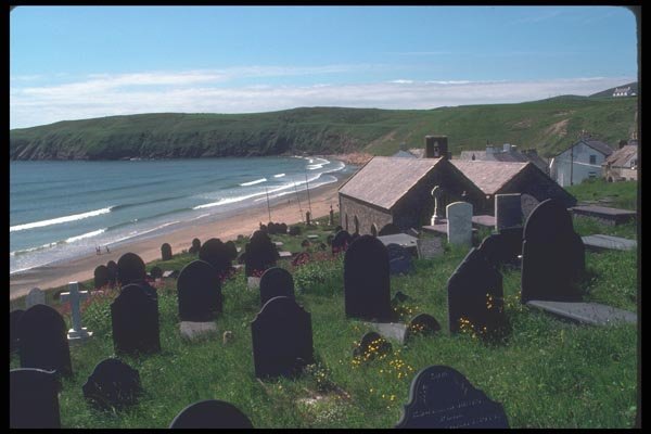 095084 Lleyn Peninsula, Church And Cemetery In Aberdaron A4 Photo Print