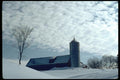 097008 Barn And Silo In Heavy Snow A4 Photo Print