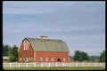 097021 Red Barn With Cupola And White Fence A4 Photo Print
