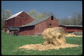 097026 Red Barns And Rolled Hay A4 Photo Print