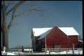097032 Red Barn In Snow A4 Photo Print