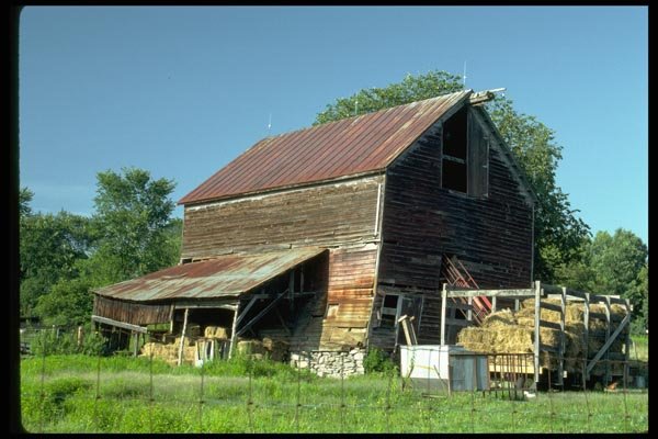 097058 Old Metal Roofed Hay Barn A4 Photo Print