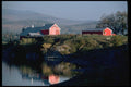 097062 Dairy Farm Reflected In Water A4 Photo Print