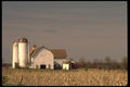 097065 White Barn At Sunset A4 Photo Print