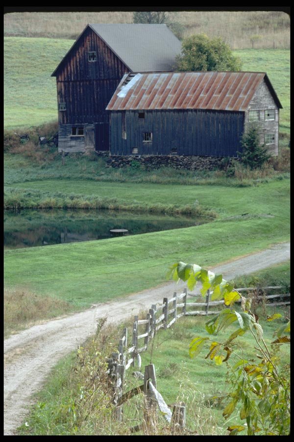 097072 Rural Farm And Ponds A4 Photo Print