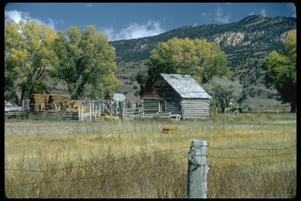 097075 Rustic Log Buildings And Corrals A4 Photo Print