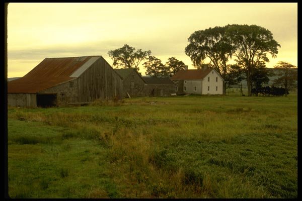 097084 Farm At Dawn A4 Photo Print