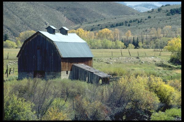 097089 Gambrel Barn In Colorado High Country A4 Photo Print