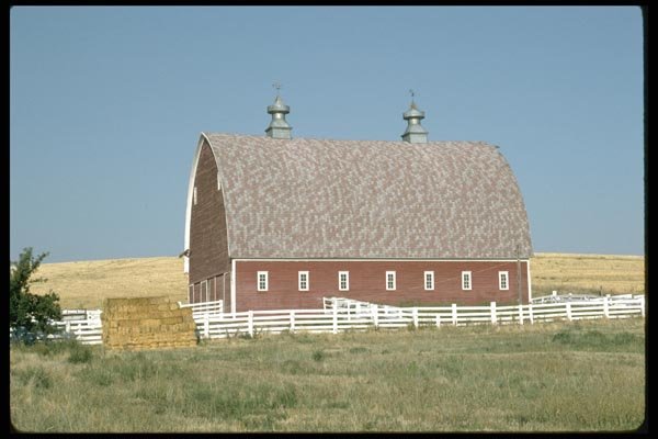 097094 Arch Roofed Barn With Cupolas A4 Photo Print